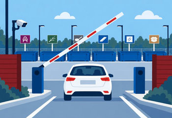Illustration över infart till en kretsloppscentral